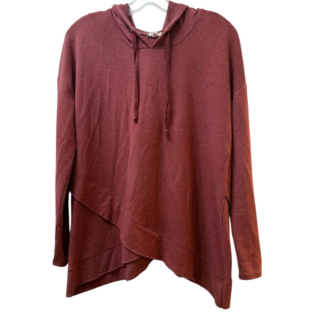 Eyeshadow Hoodie Tunic Top Womens Size Medium Mauve Long Sleeve Stretch Relaxed